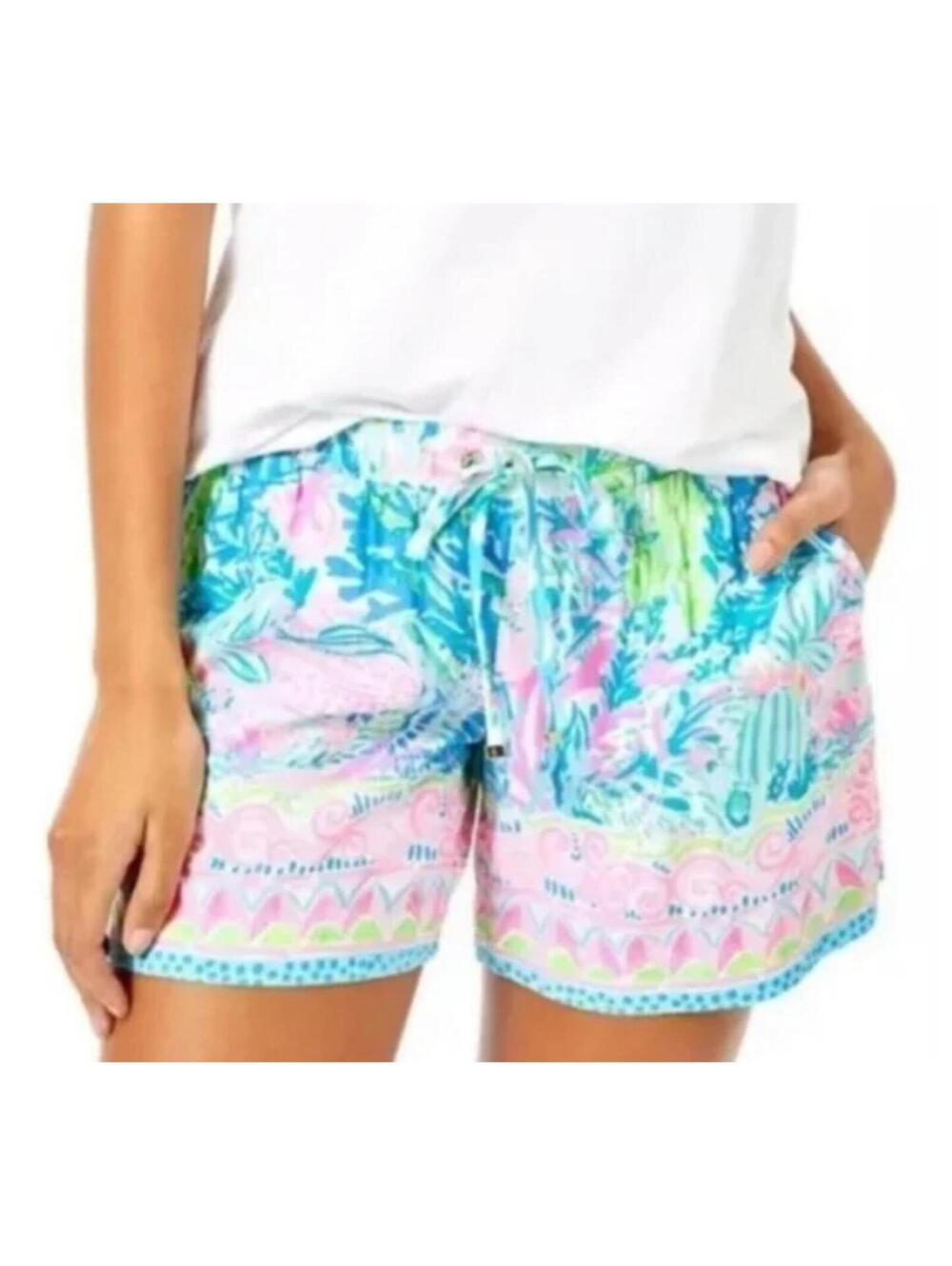 Lilly Pulitzer Katia Shorts Fished my Wish Rayon Lightweight Size Large